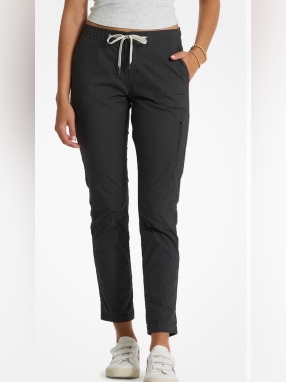 Vuori Pants Women M Gray VW401 Ripstop Organic Cotton Stretch Drawstring Casual